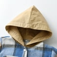 thumbnail image 5 of Besolor Kids Toddler Flannel Hooded Shirt Jacket Plaid Long Sleeve Button down Shacket Baby Boys Girls Fall Coat Outwear, 5 of 8