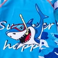 thumbnail image 5 of WIBACKER Boys Two Piece Shark Rash Guard Swimsuits ids Short Sleeve Swimwear Sets Bathing Suit with Sun Cap for 2-7 Years, 5 of 6