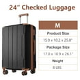 thumbnail image 5 of Hardside Luggage Hardshell Luggage, Lightweight Durable ABS Suitcases with Double Wheels, Expandable 24 Inch Checked Travel Luggage (Black Brown),Hardside Suitcase, 5 of 10