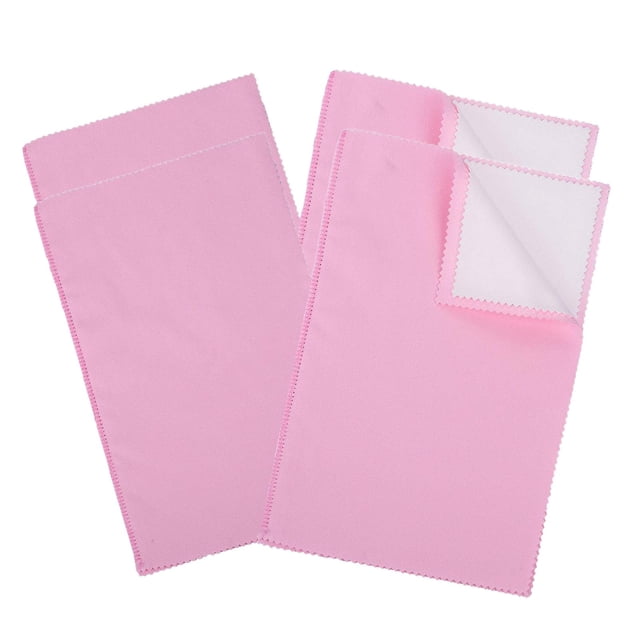 4 paños de microfibra para limpiar joyas, con diseño de página de libro y doble cara para pulir plata. Rosa