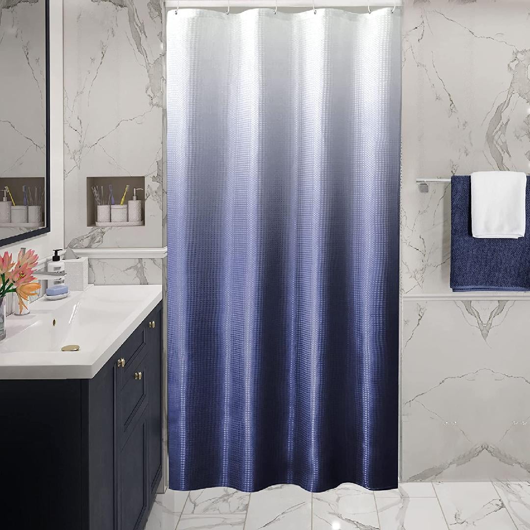 Small Stall Shower Curtain 36 x 72, Narrow Navy Blue Ombre Shower