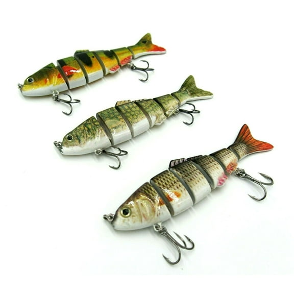 Realistic Swimming Fishing Lure Swim bait Multi Jointed Crank 6 Segments 3PACK