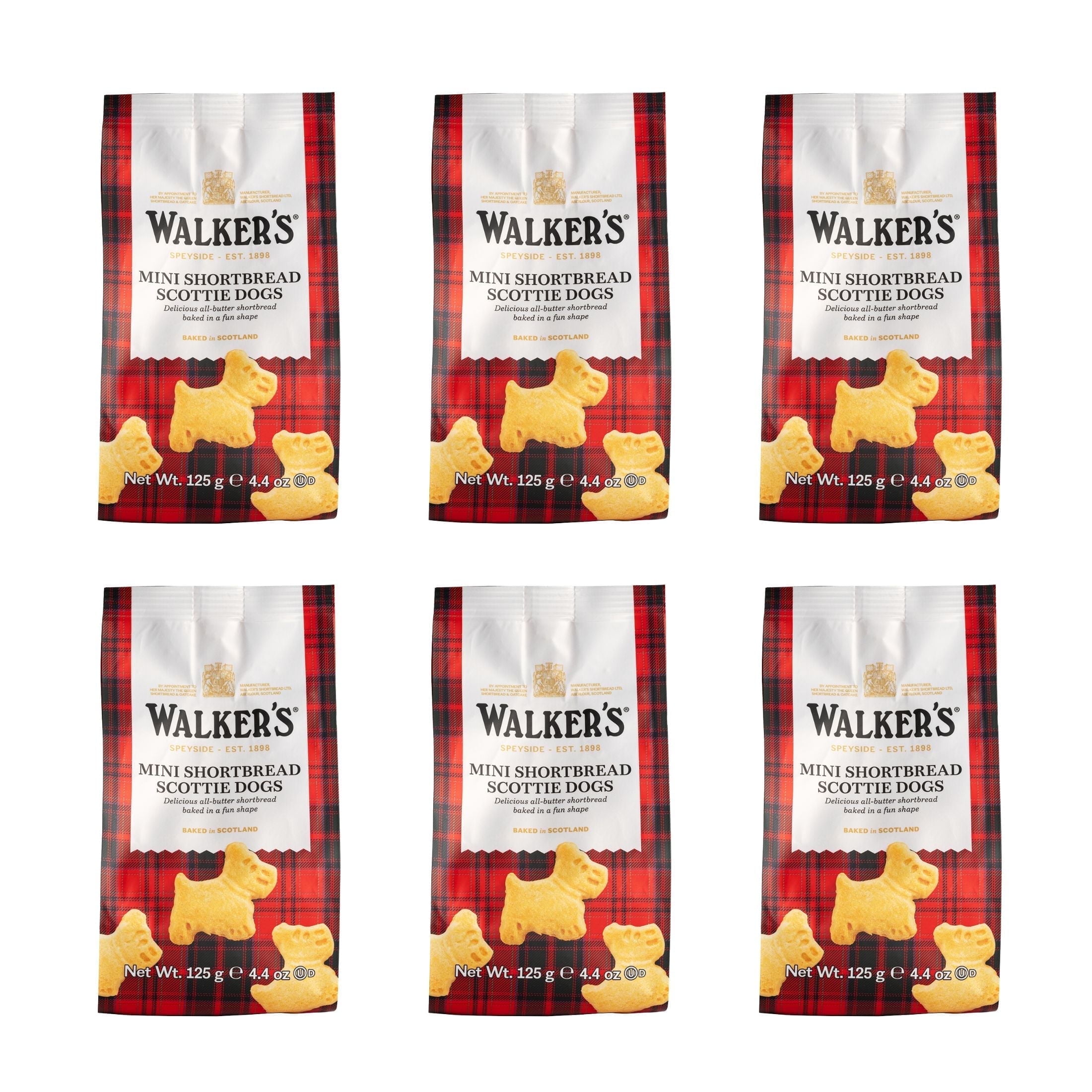 Walker’s Shortbread Mini Scottie Dog Shortbread Cookies, Kosher, 42 Count (6 Pack)