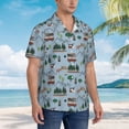 thumbnail image 3 of Balery Camping Caravan Camisas hawaianas de manga corta para hombre, camisas playeras de corte holgado, camisas de vacaciones con botones,Large, 3 of 7