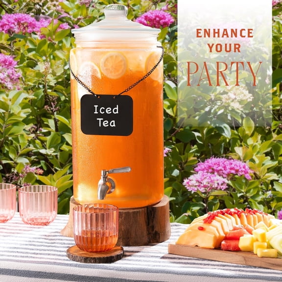 2 Gallon Glass Drink Dispenser with Spout - Tall Airtight Style Beverage Serveware Stand for Parties, Water, , Cocktails