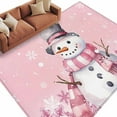 thumbnail image 3 of 5x8Ft Area Rugs, Pink Snowman Christmas Non-Skid Rubber Backing Large Rectangle Rugs - Living Room Bedroom Home Office, Xmas Pink Snowflake Winter Indoor Floor Mat Carpets Washable Rug, 3 of 9