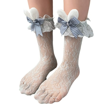 

Women Lace Mesh Socks Lolita Cute Bowknot Japanese JK Style Maiden Lovely Calf Socks Harajuku Uniform Socks