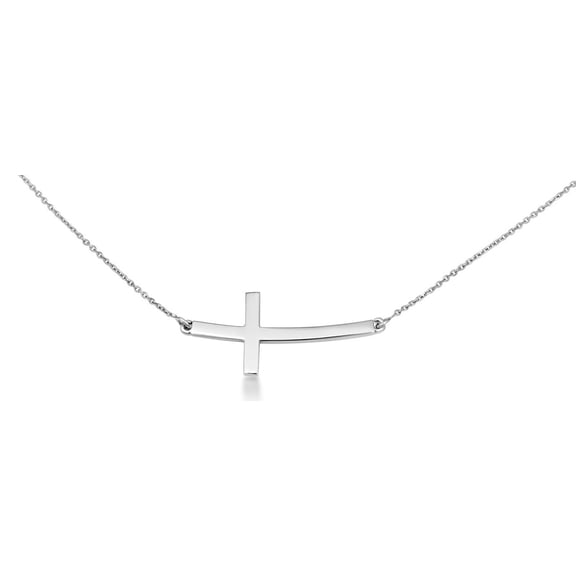 Sideways Cross Necklace in .925 Sterling Silver (Pendant With 16" Chain)