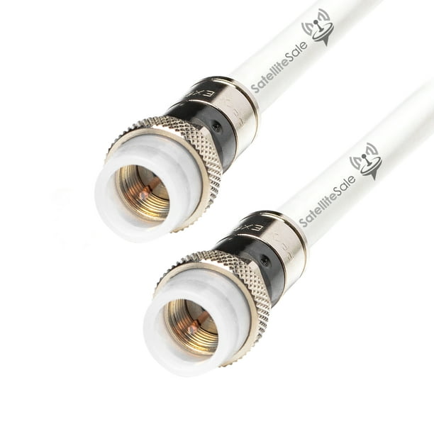 Cable coaxial Digital RG-6 / U 75 OHM SatelliteSale con conectores a prueba de agua blanco 100 pies
