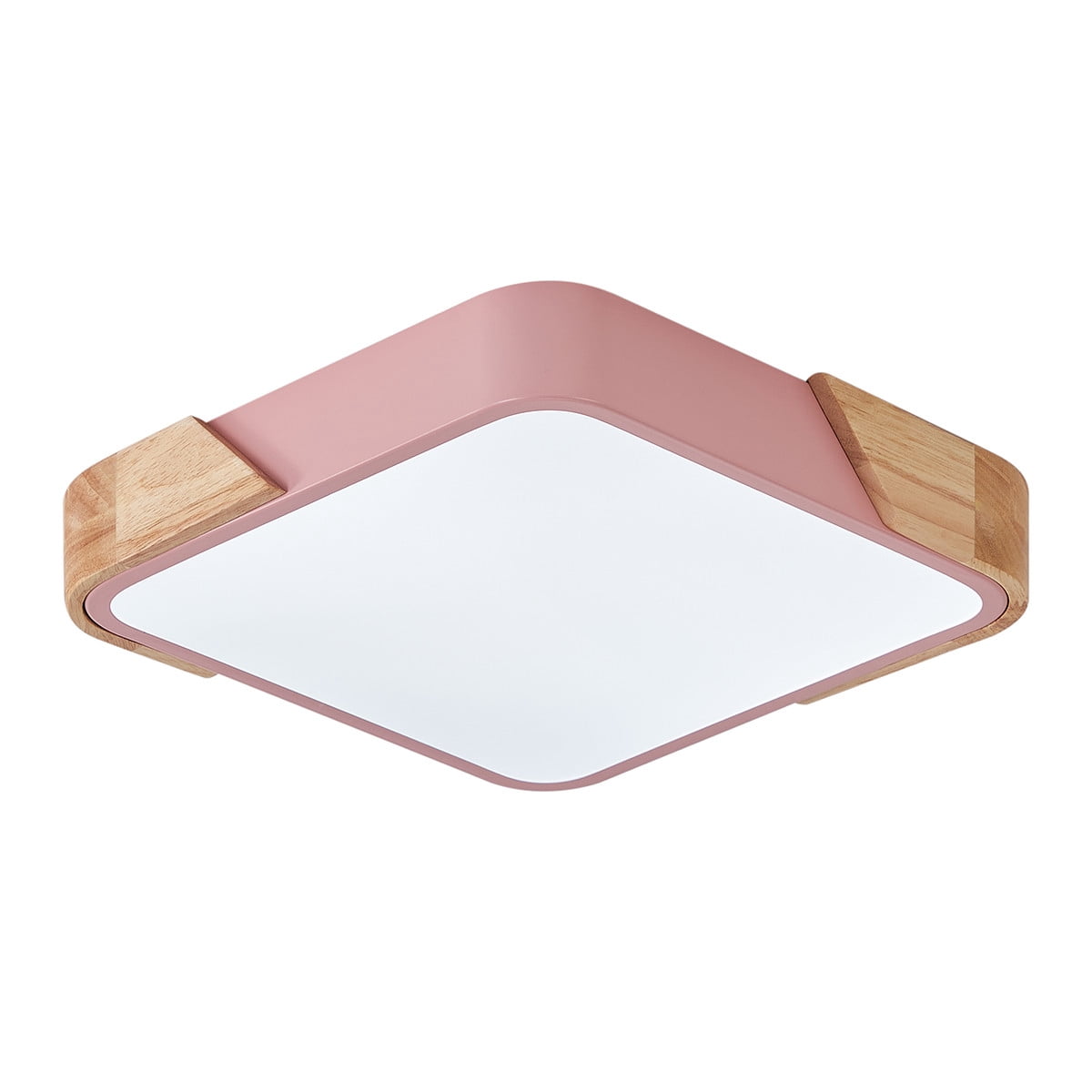 15.7 Inch Modern LED Ceiling Light, Contemporary Wood 36W Cold White Light Square Close to Ceiling Light Fixture for Living Room Bedroom Bathroom Kitchen