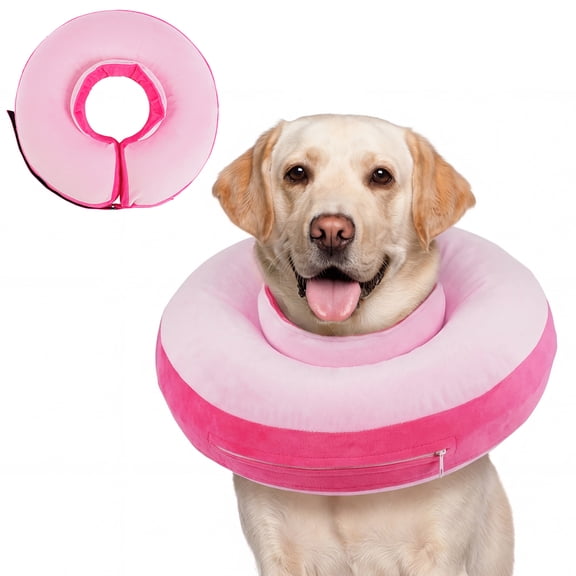 Kuoser Soft Inflatable Dog Cone for Recovery after Surgery, Alternative to Plastic E-Collar for Small Medium Large Dogs, Rose-red, XL