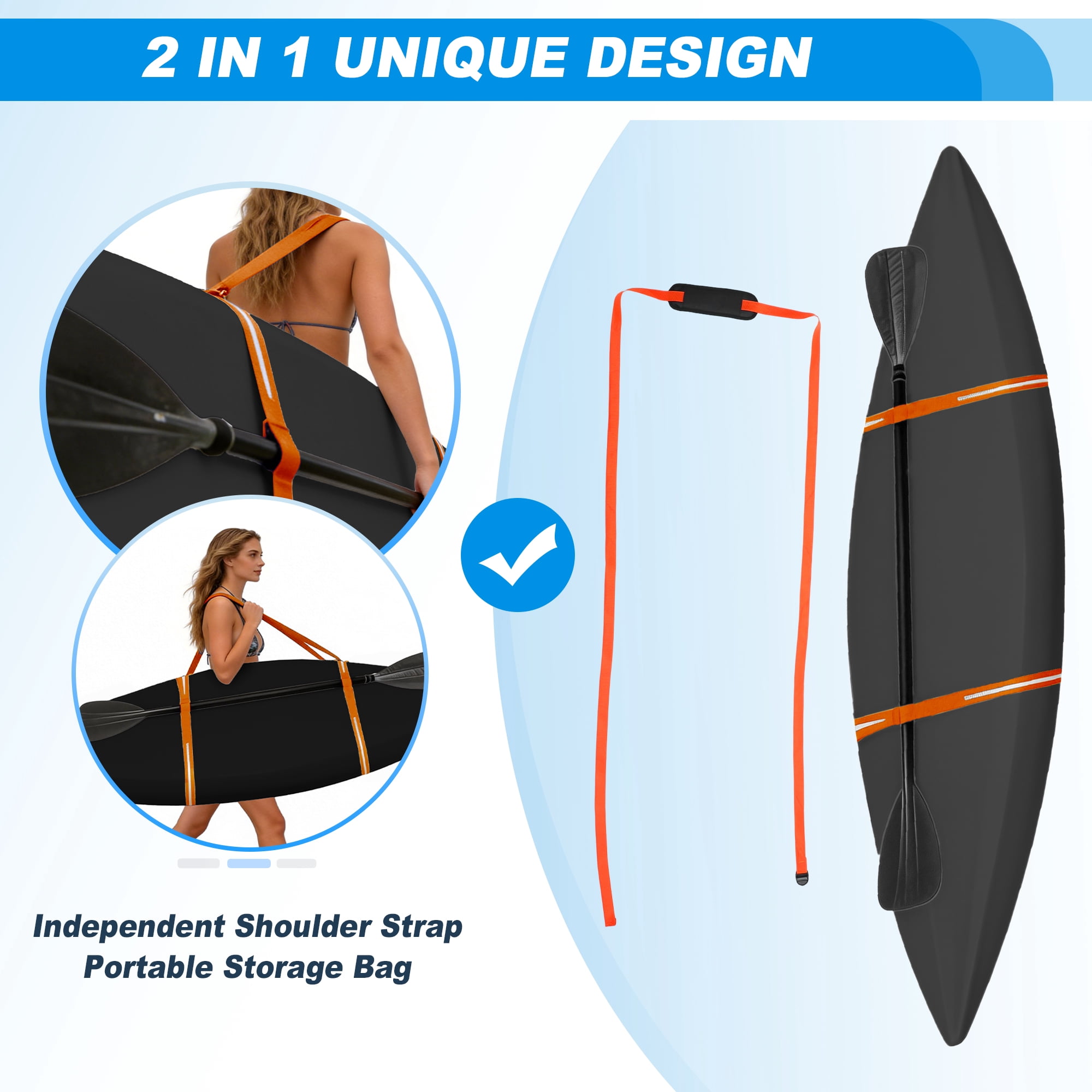 Unique Bargains Duty Oxford Cloth Kayak Cover Waterproof Black Orange 13.8ft-15ft
