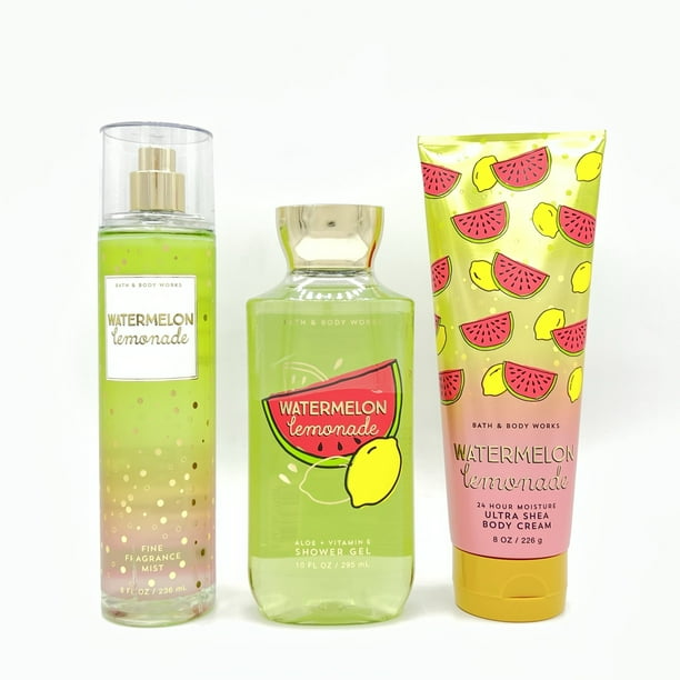 Bath & Body Works Watermelon Lemonade 8oz Fine Fragrance Mist, 10oz Shower Gel & 8oz Body Cream