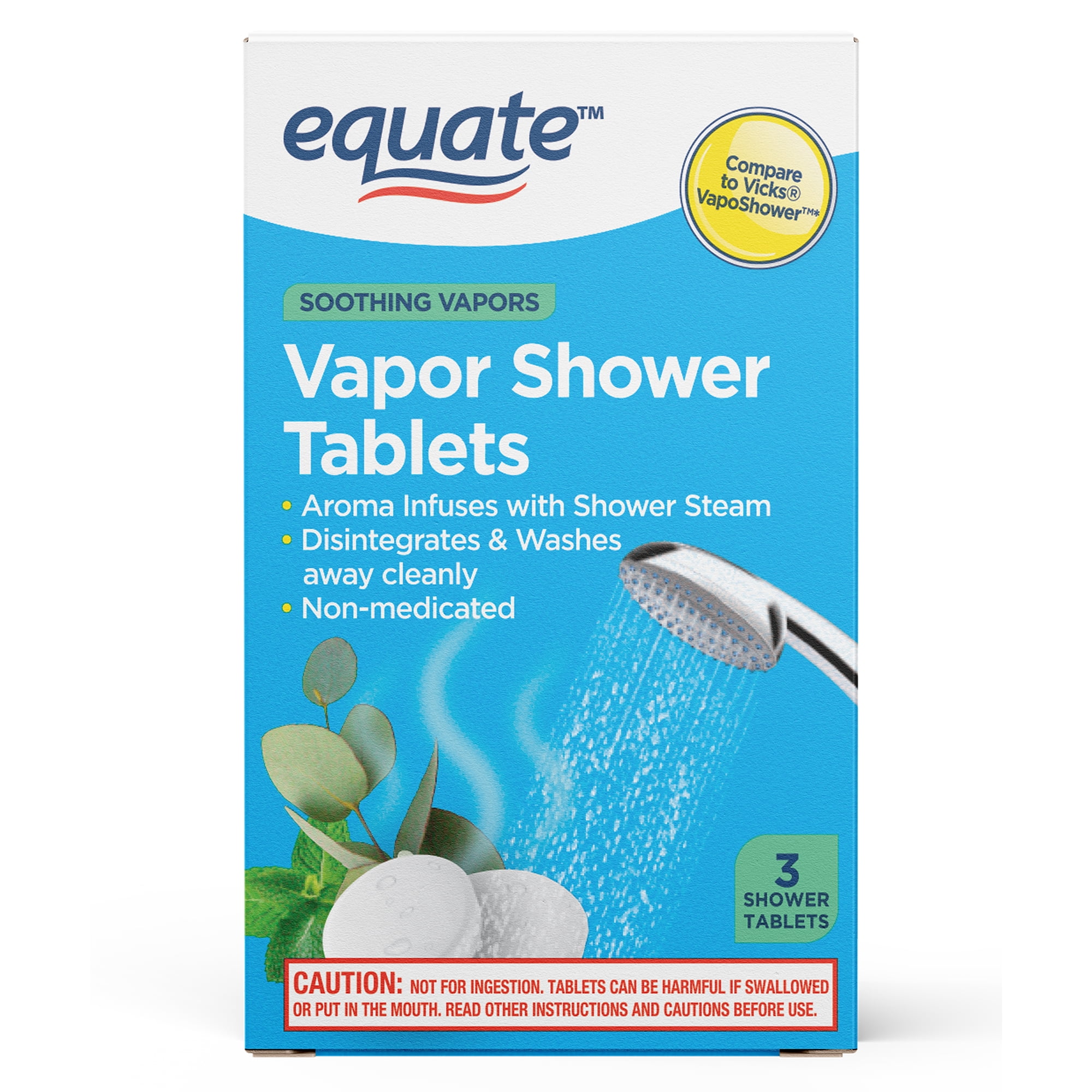 (3 pack) Equate Soothing Vapor Shower Tablets, Eucalyptus & Menthol, 3 Count, Compare to Vicks® VapoShower™