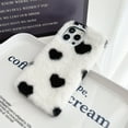 thumbnail image 3 of Feishell for iPhone 13 Cute Fluffy Case with Hearts Pattern, for Women Girls, Luxury Fluffy Furry Plush Soft Flexible Silicone TPU Anti-Drop Shockproof Protective Phone Case,White, 3 of 6