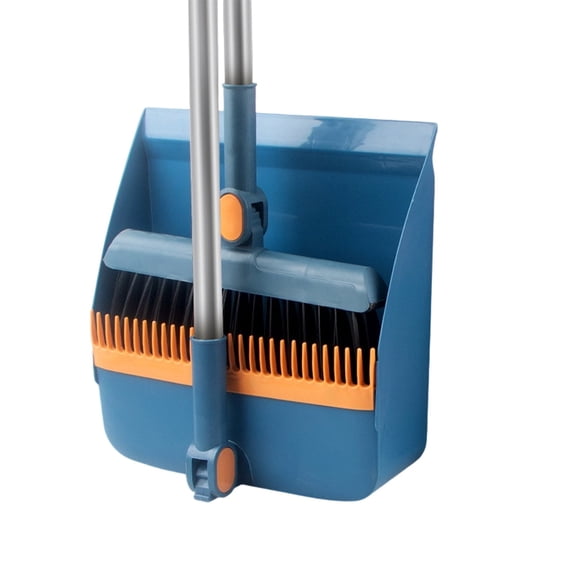 3 In 1 Broom And Dustpan Set With Built-In Cleaning Comb Adjustable Long Handle 180 Degree Rotatable Brush Head Multipurpose Indoor Outdoor Floor Sweeping Cleaning Kit(Blue)