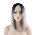 thumbnail image 2 of Peluca larga elegante de moda con raya en el medio peluca sintética para mujeres para citas negro gris degradado, 2 of 12