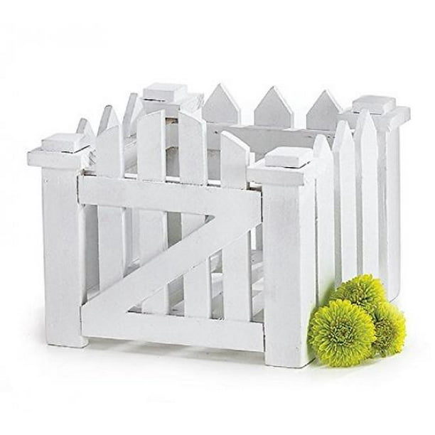 White Wood Picket Fence Flower Planter for Home Decor, Weddings and Showers