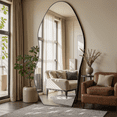 thumbnail image 2 of Antok 76"x36" Teardrop Full-Length Mirror with Stand - Elegant Floor Mirror, Shatterproof, Freestanding/Wall Mount, for Bedroom, Dressing Room, Reinforced Black Frame, 2 of 9