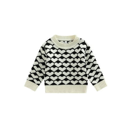 

Amuver Kid Girls Boys Shirt Long Sleeve Round Neck Knit Heart Street Party Casual Loose Fall Spring Tops