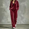 thumbnail image 5 of Womens 2 Piece Velour Tracksuits Set Long Sleeve Sweatsuits Sports Outfit Zip Hoodie Sweatpants Joggers Set (5XL, Red), 5 of 6