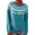 thumbnail image 2 of Isle Sweater Top Crew Neck Knitted Pullover Basic Sweater Tops Lightweight Knit Oversized Dressy Tops Soft Knit Soft Warm Cozy Cropped Sweater Long Sleeve Boho Pattern Pullover Mint Green 5XL, 2 of 5