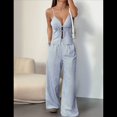 thumbnail image 4 of Conjunto de 2 Piezas para Mujer: Camiseta Sin Mangas con Cordones y Espalda Descubierta, y Pantalón con Cordón Ajustable Conjunto de Club, Azul XL, 4 of 9