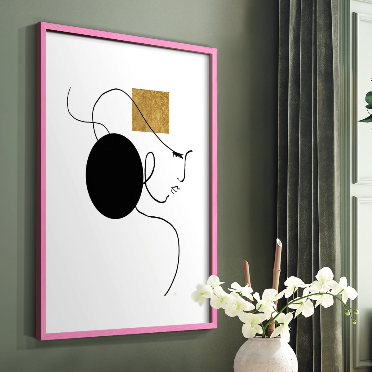 Shapes and Lines I in Pink Solid Wood 11 x 14 Framed Print