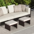 thumbnail image 2 of Outsunny Pouf Repose-Pieds d'Extérieur en Osier avec Coussin, Ensemble de 2, Kaki, 2 of 10