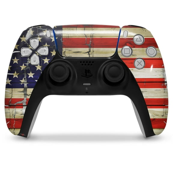 WraptorSkinz Skin Wrap compatible with the Sony PS5 DualSense Controller Painted Faded and Cracked USA American Flag (CONTROLLER NOT INCLUDED)