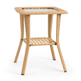 thumbnail image 2 of Tcbosik Rattan Patio Side Table, 2-Tier Wicker Bistro Table with Glass Top, Bistro Table with Storage Shelf for Outdoor, Backyard, Porch, Balcony, Patio, Beige, 2 of 9
