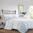 thumbnail image 1 of Laura Ashley - Flora Collection - Quilt Set - 100% Cotton, Reversible Bedding with Matching Sham(s), Pre-Washed for Added Softness, Twin, Blue, 1 of 5