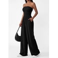 thumbnail image 3 of PRETTYGARDEN Womens Trendy Strapless Rompers Ruched Tube Top Wide Leg One Piece Jumpsuits Beach Vacation Summer Outfits, 3 of 7