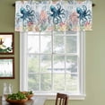 thumbnail image 4 of 2 Pack Valances for Windows, Coastal Nautical Octopus Window Valances for Living Room/Bedroom/Bathroom, Oceans Corals Starfish Jellyfish Light Filtering Kitchen Curtain Valance 42"W x18" L, 4 of 9
