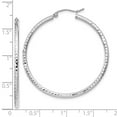 thumbnail image 2 of 10k White Gold Sparkle-Cut 2mm Round Tube Hoop Earrings 40x40mm Wide 2mm Thick Hoop Earring for Women, 2 of 2