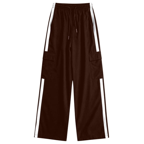 FINALGANG Kids Girls Casual SweatPants Contrast Trim Elastic Waist Drawstring Loose Fit Wide Trousers For Daily Outdoor Activities Classic Bottoms