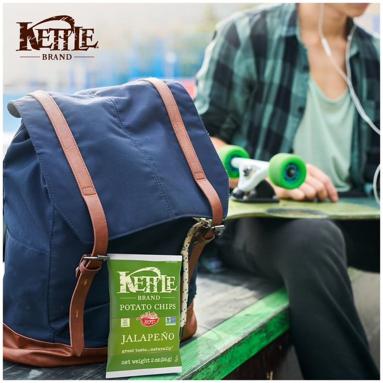 Kettle Brand Hot Jalapeno Potato Chips - 2 Oz Bags, Pack Of 6, Spicy Snack