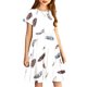 thumbnail image 5 of Odeerbi Niñas Verano A-Línea Vestido Pluma Impresión Swing Vestido Niños Manga Corta Vestido Elástico, 5 of 7