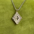 thumbnail image 5 of Blue Opal Cross Crucifix Necklace Faith Rhombus Birthstone Medallion Necklace, 5 of 6