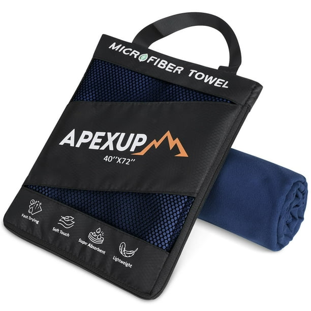Toalla APEXUP 183x102 cm de microfibra de secado rápido azul marino