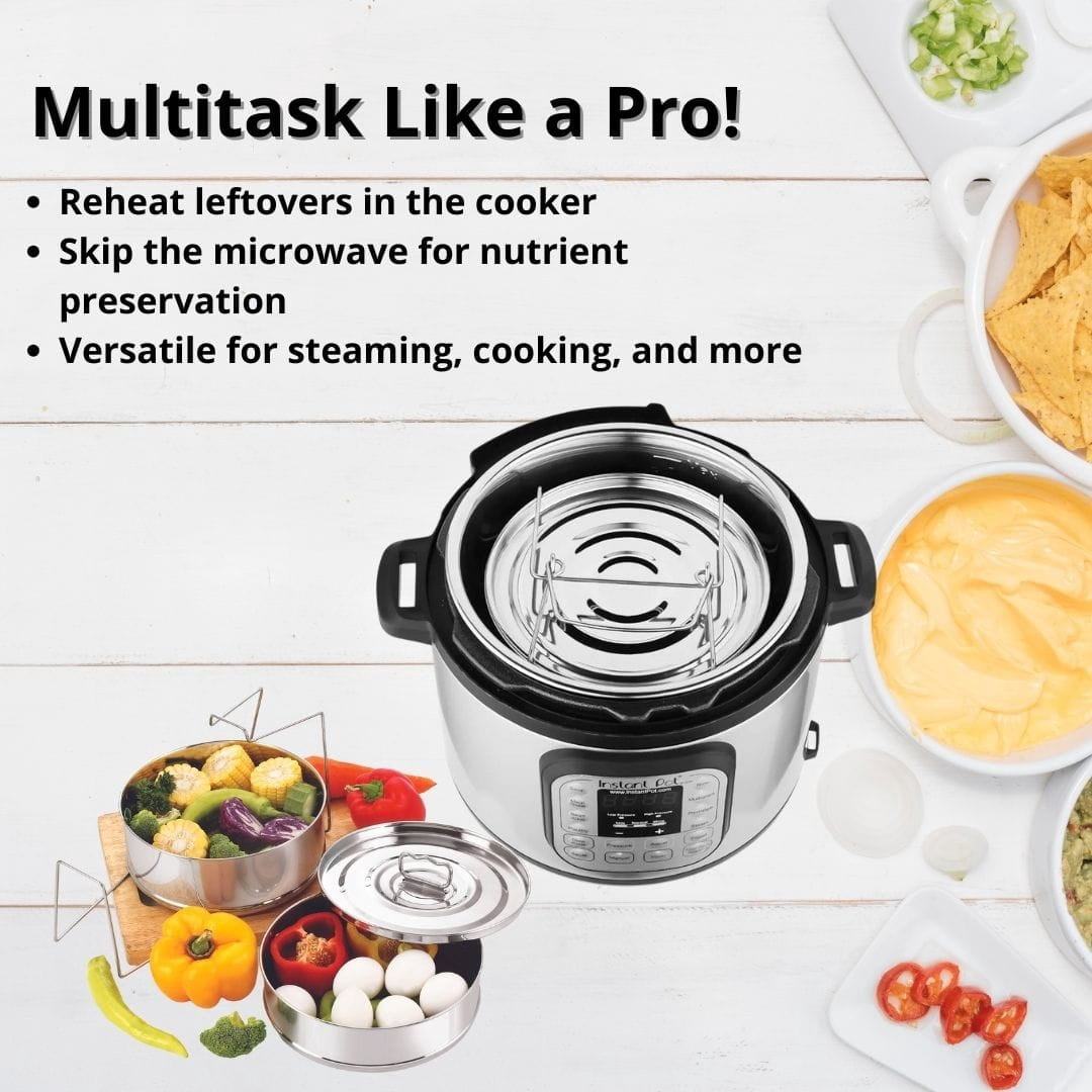 JoyUs Stackable Insert Pans Microwavable Stainless Steel Steamer Basket 6QT 2 Count