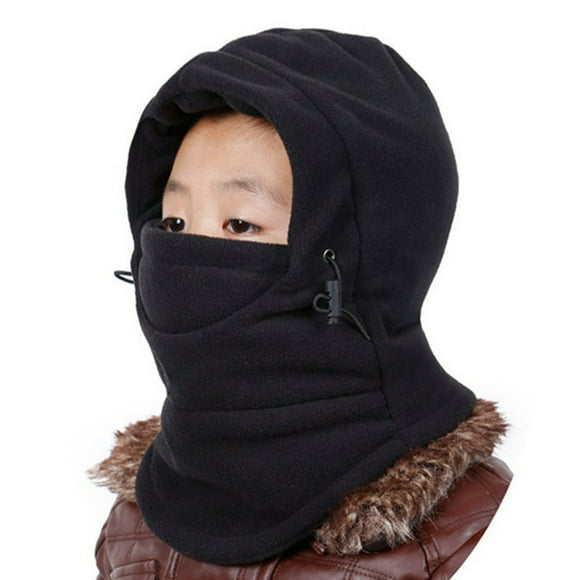 DEBGFS Kids Balaclava Ski Mask - Winter Ninja Face Mask with Hood - Cold Weather Snow Hat & Neck Warmer for Toddlers Boys & Girls,black