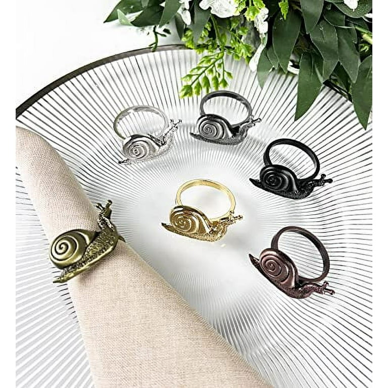 Fennco Styles Nature's Touch Snail Metal Napkin Rings, Set of