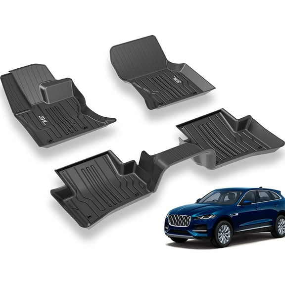 3W Floor Mats Compatible for Jaguar F-pace 2017-2023 TPE All Weather Custom Fit Floor Liner for Jaguar F-pace 1st and 2nd Row Full Set Car Liners