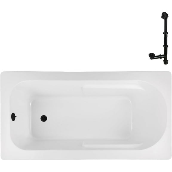Streamline N-4280-739-ORB 60 in. x 32 in. Acrylic Soaking Drop-In Bathtub in Glossy White, With External Drain in Matte Oil Rubbed Bronze
