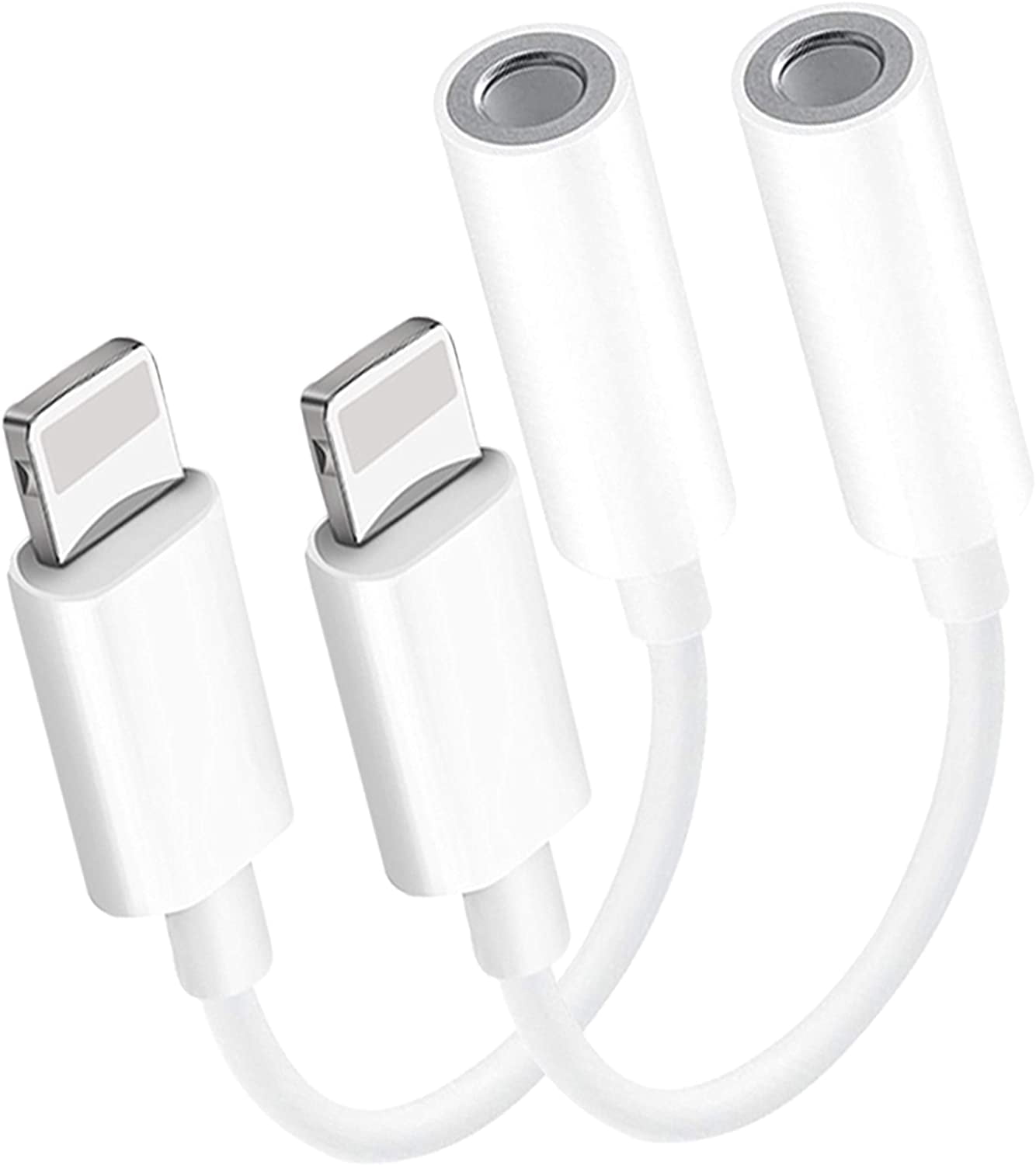 2 Pack for iPhone 3.5mm Jack Headphone Adapter Earphone Converter Earphone Accessories Dongle Aux Audio Plug and Play Adaptor Compatible for iPhone 11 Pro Max X/XS/8 Plus Connector Support All iOS
