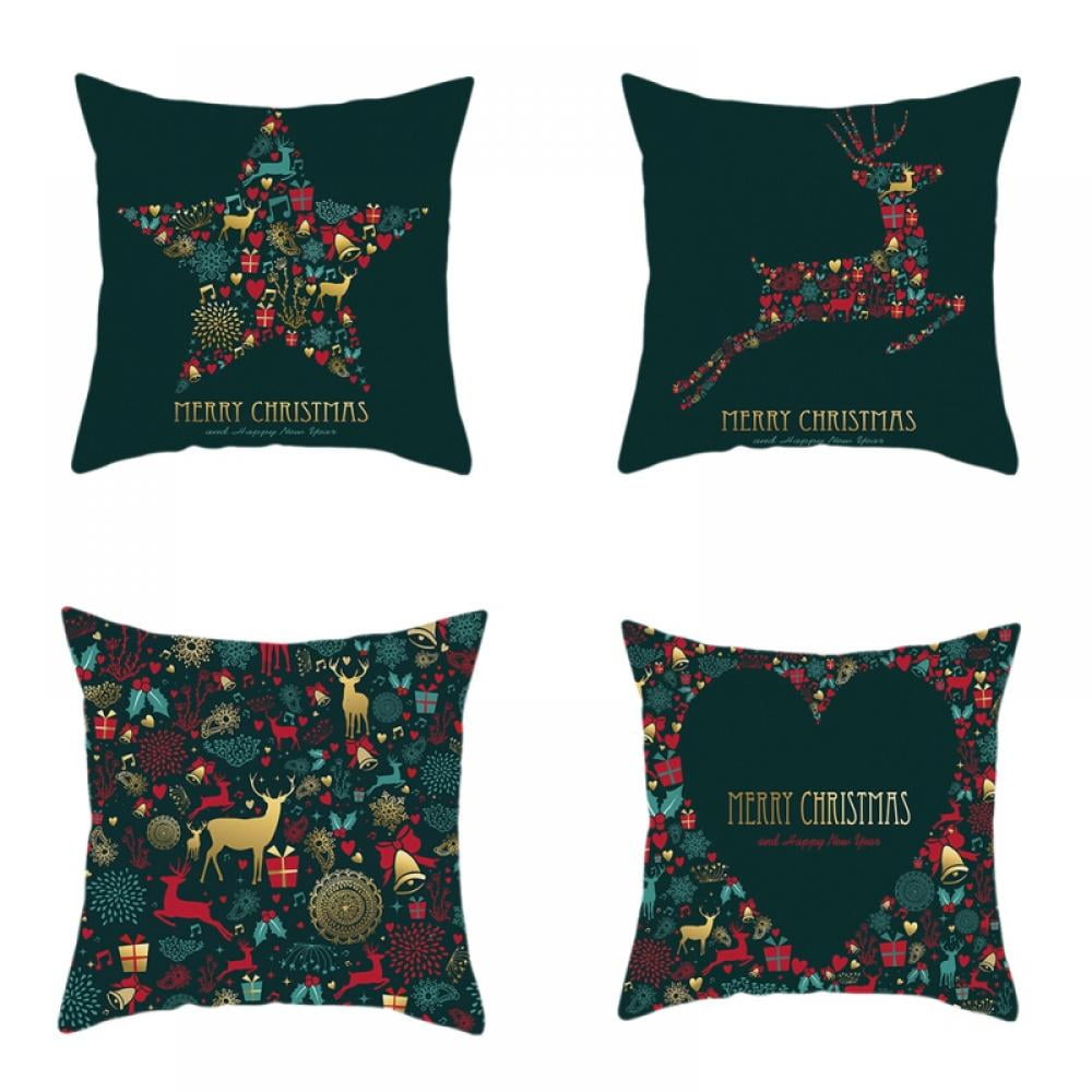 Christmas Throw Pillow Covers Decorative Pillow Cover 4 Set 18x18