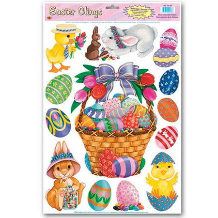 Pack Of 12 Easter Basket And Friends Decorative Window And Glass