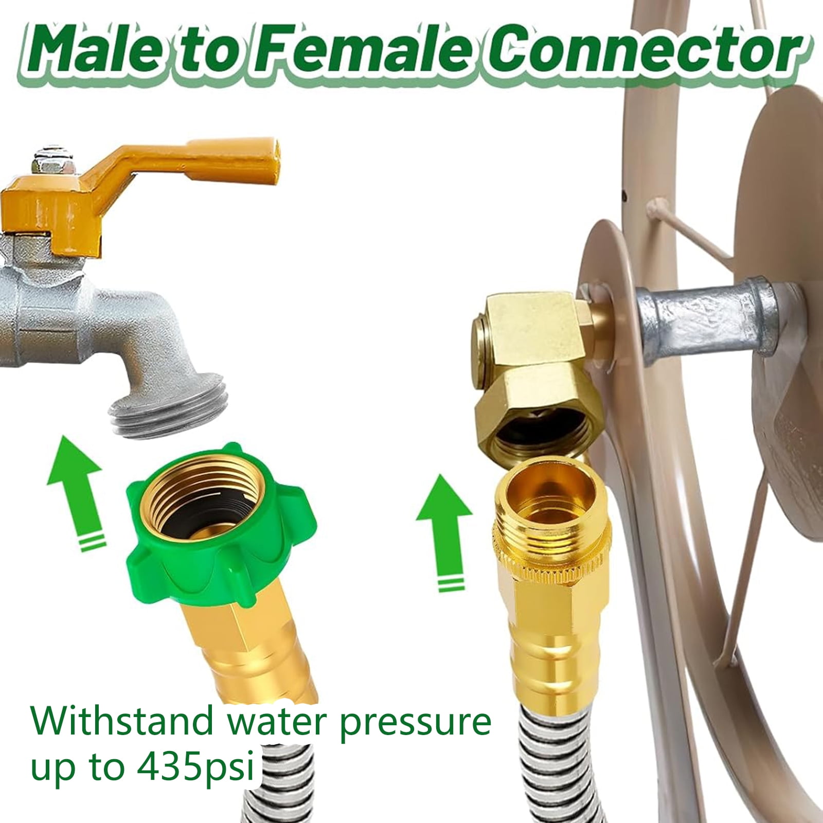 5ft Stainless Steel Garden Leader Hose Female to Male Leader Hoses Leakproof Flexible Water Hose Water Pipe Connection
