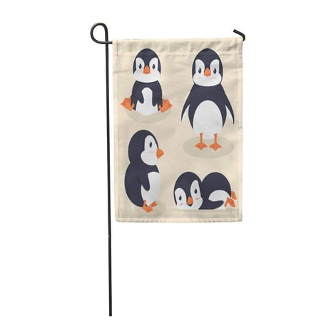 SIDONKU Active Cute Little Penguin Adorable Antarctica Artistic Baby Garden Flag Decorative Flag House Banner 12x18 inch